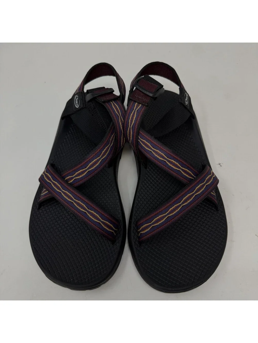 Chaco Z1 Classic Mens 11 Sport Sandals Red Blue Band Vibram Sole Hiking Shoes